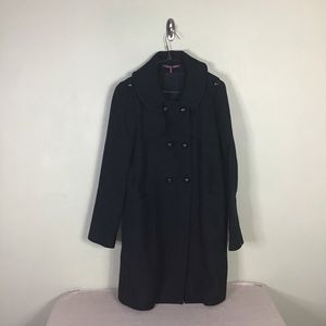 Women Black Trench Coat  Sz 36 Comptoir Des Cotonniers  EUC